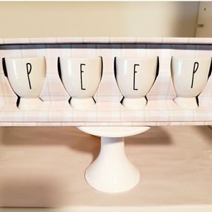 Rae Dunn Set of 4 Ceramic Egg Holders - "PEEP"